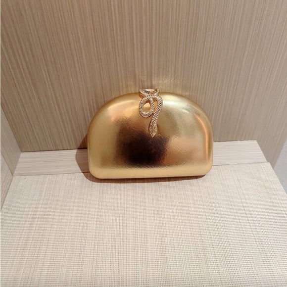 Gold Clutch with Snake Accent